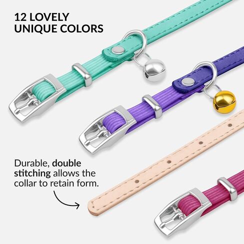 CollarDirect Leather Cat Collar with Removable Bell – Safety Elastic Strap (Breakaway Alternative) – Kitten Collar for Small & Big Boy & Girl Cats in Kuwait