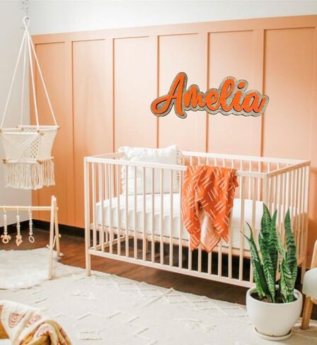Name signs for boho Nursery decor Custom wood sign Personalized baby name sign Wooden nursery signs for Baby room wall art Gender neutral (30inch) in Saudi Arabia