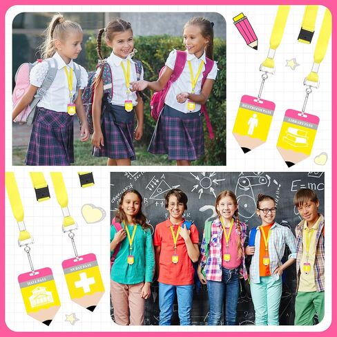 Kosiz 6 Sets Hall Pass Lanyards and School Passions pvc PVC PVC غير القابل للكسر مقاومًا للماء لقاعة الفصل الدراسي للطلاب ، ومراحيض ، ومكتبة ، ومكتب ، وممرضة ، يجب أن يكون لدى المعلم اللوازم in Kuwait