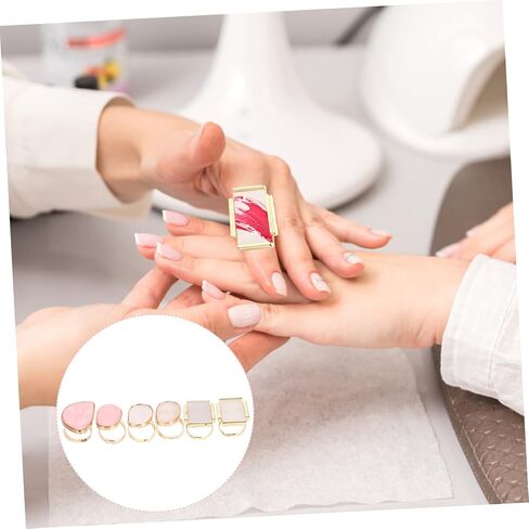 LIFKOME 6pcs Nail Color Mixing Trays Set Resin Manicure Pallet for Blending Nail Art Colors Easy to Use Ring Design for Home and Professional Use in Saudi Arabia