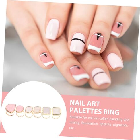 LIFKOME 6pcs Nail Color Mixing Trays Set Resin Manicure Pallet for Blending Nail Art Colors Easy to Use Ring Design for Home and Professional Use in Saudi Arabia