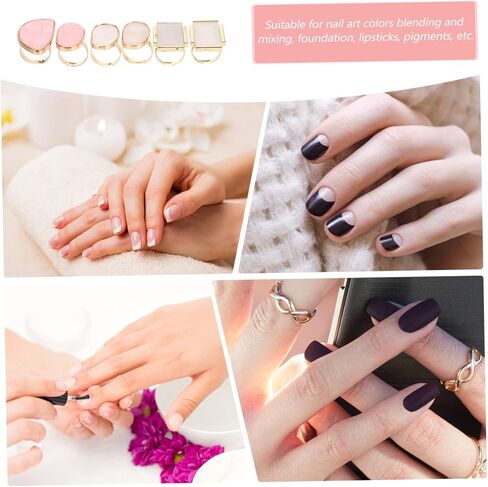 LIFKOME 6pcs Nail Color Mixing Trays Set Resin Manicure Pallet for Blending Nail Art Colors Easy to Use Ring Design for Home and Professional Use in Saudi Arabia
