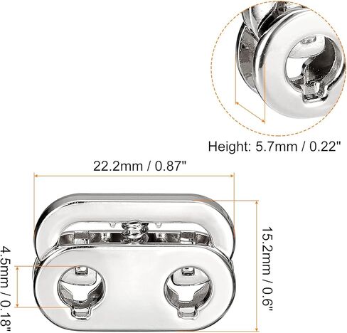 Uxcell Spring Cord Lock End Toggle ، 10pcs ثقب مزدوج سدادة سدادة سداول سوبس تمرير مقطع للرسومات ، أربطة الحذاء ، الحقائب (الذهب ، 22.2x15.2mm) in Saudi Arabia