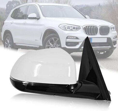 مجموعة مرآة الرؤية الجانبية للركاب متوافقة مع BMW X3 2018-2023 2.0L أسود خلفي يمين خارجي مرايا خارجية مع استبدال إشارة الانعطاف العمياء in Saudi Arabia