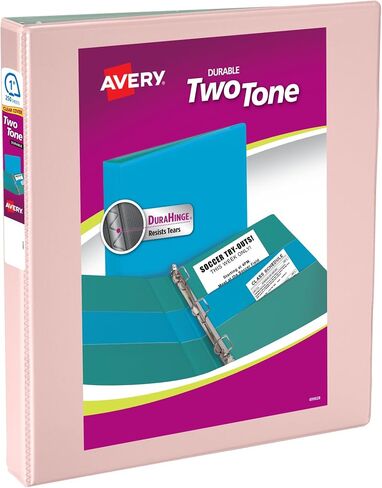 Avery two-Tine Deaning View 3 Binder Ring Ring ، حلقات مائلة 1 بوصة ، رابط أحمر الخدود/Sage (17233) in Kuwait