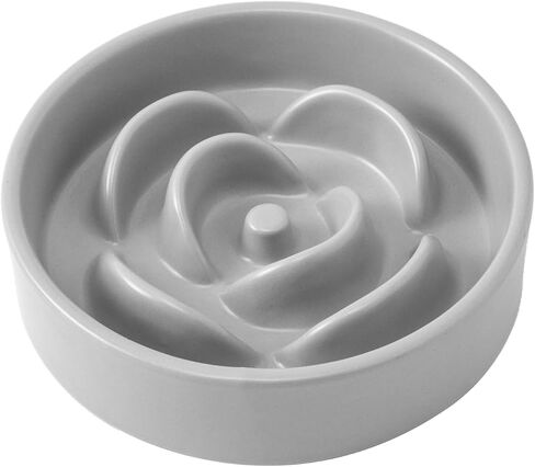 8.25'' Ceramic Slow Feeder Dog Bowls - Petal Shape Modern Dog Food Dish for Medium and Large Breeds, Puzzle Maze Bowl to Slow Down Eating, Anti-Gulping, Dishwasher & Microwave Safe, Grey in Saudi Arabia