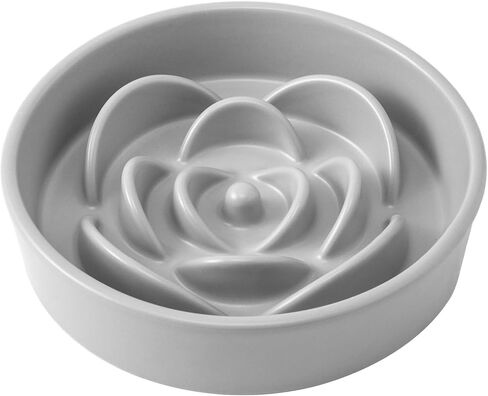 8.25'' Ceramic Slow Feeder Dog Bowls - Petal Shape Modern Dog Food Dish for Medium and Large Breeds, Puzzle Maze Bowl to Slow Down Eating, Anti-Gulping, Dishwasher & Microwave Safe, Grey in Saudi Arabia
