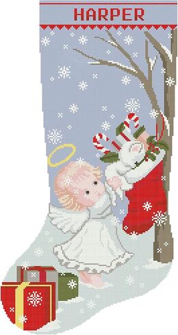 Cross Stitch Pattern Christmas Stocking PDF/Modern Counted Easy Cute Angel Cross Stitch للمبتدئين/Harper Personalized Holiday Stockings DIY/Digital Download/المواد غير متضمنة! in Saudi Arabia