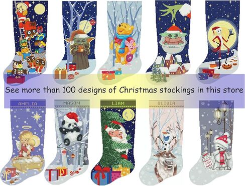 Cross Stitch Pattern Christmas Stocking PDF/Modern Counted Easy Cute Angel Cross Stitch للمبتدئين/Harper Personalized Holiday Stockings DIY/Digital Download/المواد غير متضمنة! in Saudi Arabia