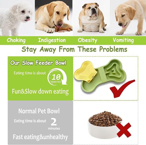 Bone Slow Feeder Bowl for Dogs Cats - 2-in-1 Lick Mat & Water Dish with 6 Non-Slip Pads, Food-Grade PP & Silicone Pet Bowl for Anti-Choking，Fun Feeding，Anxiety Relief (Purple) in Saudi Arabia