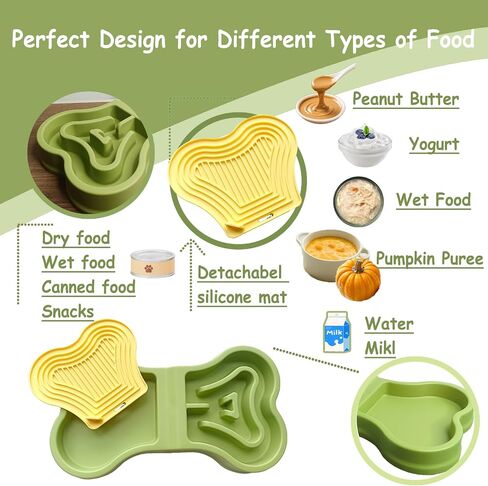 Bone Slow Feeder Bowl for Dogs Cats - 2-in-1 Lick Mat & Water Dish with 6 Non-Slip Pads, Food-Grade PP & Silicone Pet Bowl for Anti-Choking，Fun Feeding，Anxiety Relief (Purple) in Saudi Arabia