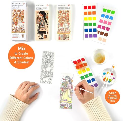 COIPLAY 648 Color Blocks Watercolor Paint Set, 52-Bookmarks, 3 Brushes, Silicone Cup, Travel & Adventure Coloring Books, for All Ages, Travel-Friendly, Easy to Use,All in One Art Supplies Craft kit in Saudi Arabia