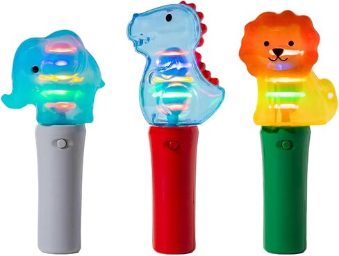 Cool Things Mini Light Up Spinner Toy Wand للأطفال - أضواء وألوان الغزل - هدية ممتعة ولعب الصيف والترفيه الحفلات وغرف التوحد الحسية وجوائز الفصول الدراسية (3 أصدقاء في Safari) in Kuwait
