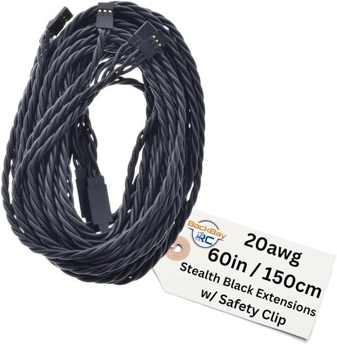 45 سم / 18IN 20AWG كابل امتداد الملتوي مع مقطع السلامة - جميع سلسلة أسود / خلسة - 100 خيوط للطائرات RC ، الطائرات بدون طيار ، شاحنات ، دراجات إلكترونية - 11 أطوال / 5 أسلاك لكل عبوة in Kuwait