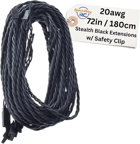 45 سم / 18IN 20AWG كابل امتداد الملتوي مع مقطع السلامة - جميع سلسلة أسود / خلسة - 100 خيوط للطائرات RC ، الطائرات بدون طيار ، شاحنات ، دراجات إلكترونية - 11 أطوال / 5 أسلاك لكل عبوة in Kuwait