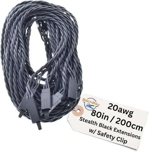 45 سم / 18IN 20AWG كابل امتداد الملتوي مع مقطع السلامة - جميع سلسلة أسود / خلسة - 100 خيوط للطائرات RC ، الطائرات بدون طيار ، شاحنات ، دراجات إلكترونية - 11 أطوال / 5 أسلاك لكل عبوة in Kuwait