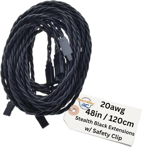 45 سم / 18IN 20AWG كابل امتداد الملتوي مع مقطع السلامة - جميع سلسلة أسود / خلسة - 100 خيوط للطائرات RC ، الطائرات بدون طيار ، شاحنات ، دراجات إلكترونية - 11 أطوال / 5 أسلاك لكل عبوة in Kuwait