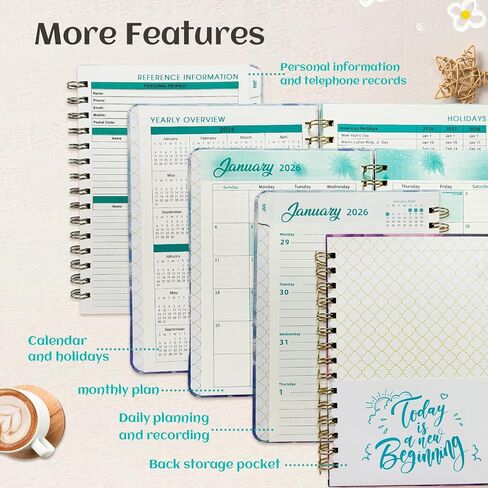 2026 Planner, Academic Monthly And Weekly Calender Planner, Jan. 2026 – Dec. 2026, A5 (6.3" X 8.5") Planner With Sturdy Cover, Twin-Wire Binding, Planners With Monthly Tabs For Teacher & Student (A) in Kuwait
