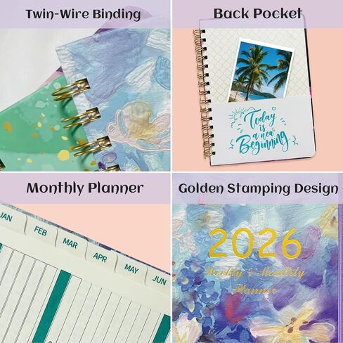 2026 Planner, Academic Monthly And Weekly Calender Planner, Jan. 2026 – Dec. 2026, A5 (6.3" X 8.5") Planner With Sturdy Cover, Twin-Wire Binding, Planners With Monthly Tabs For Teacher & Student (A) in Kuwait