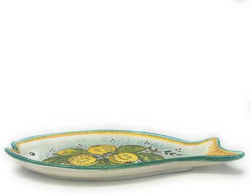 CERAMICHE D'ARTE PARRINI - Italian Ceramic Art Serving Tray Fish Plate Appetizer Pottery Hand Painted Decorated Lemons Made in ITALY Tuscan in Saudi Arabia