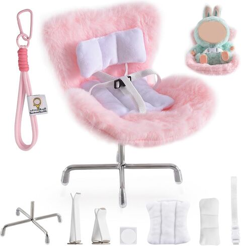 Doll Car Seat Compatible with Bubudoll, Small Seat for 10-17cm Blind Box Toys, Including Air Vent Clip, Desktop Stand, Adjustable Safety Strap, Airflow-Friendly Design, Ideal Car Decor Gifts(Pink) in Kuwait
