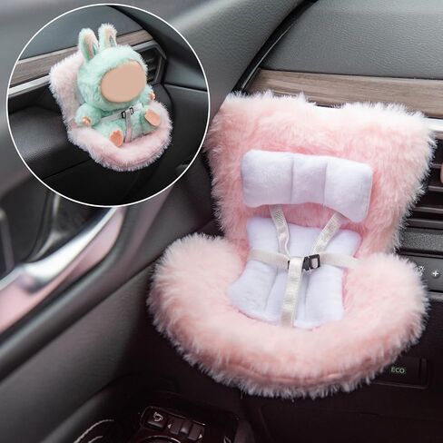 Doll Car Seat Compatible with Bubudoll, Small Seat for 10-17cm Blind Box Toys, Including Air Vent Clip, Desktop Stand, Adjustable Safety Strap, Airflow-Friendly Design, Ideal Car Decor Gifts(Pink) in Kuwait