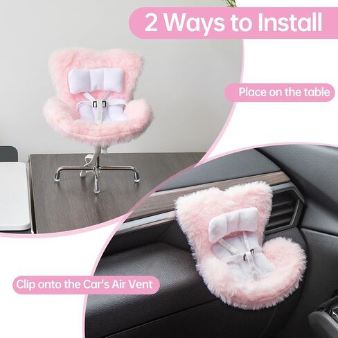 Doll Car Seat Compatible with Bubudoll, Small Seat for 10-17cm Blind Box Toys, Including Air Vent Clip, Desktop Stand, Adjustable Safety Strap, Airflow-Friendly Design, Ideal Car Decor Gifts(Pink) in Kuwait