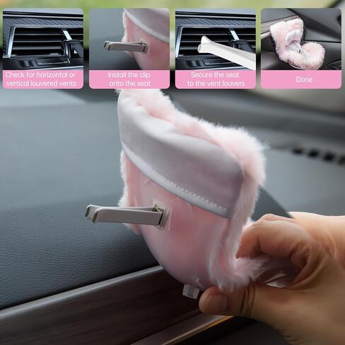 Doll Car Seat Compatible with Bubudoll, Small Seat for 10-17cm Blind Box Toys, Including Air Vent Clip, Desktop Stand, Adjustable Safety Strap, Airflow-Friendly Design, Ideal Car Decor Gifts(Pink) in Kuwait