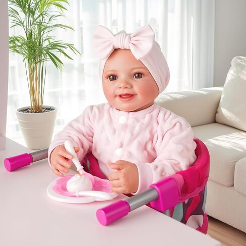 Babeside Baby Baby Doll Table مقعد للدمى 12-20 بوصة ، وملحقات كرسي دمية الأطفال ، وأثاث دمية الطفل ، والأثاث المناسب للدمى حديثي الولادة الأولاد والبنات in Saudi Arabia