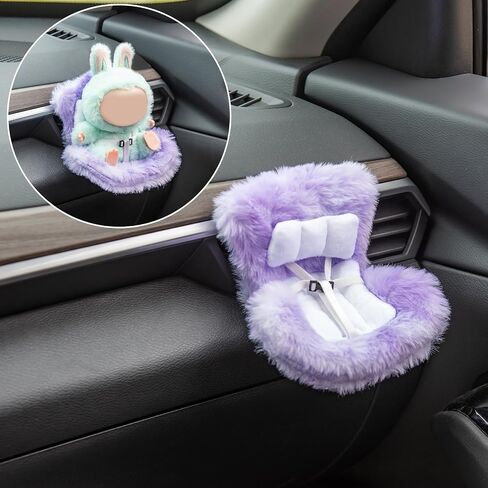Doll Car Seat Compatible with Bubudoll, Small Seat for 10-17cm Blind Box Toys, Including Air Vent Clip, Desktop Stand, Adjustable Safety Strap, Airflow-Friendly Design, Ideal Car Decor Gifts(Pink) in Kuwait