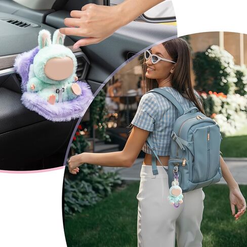 Doll Car Seat Compatible with Bubudoll, Small Seat for 10-17cm Blind Box Toys, Including Air Vent Clip, Desktop Stand, Adjustable Safety Strap, Airflow-Friendly Design, Ideal Car Decor Gifts(Pink) in Kuwait