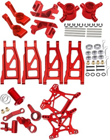 ترقيات جزء ل 1/10 Rustler 4x4/Rustler 4x4 VXL ، ذراع تعليق الألومنيوم ، كتلة العجلات ، كتل التوجيه ، ناقلات محاور التوجيه الخلفية ، جرس التوجيه ، قفزة برج الصدمة ، الأحمر in Saudi Arabia
