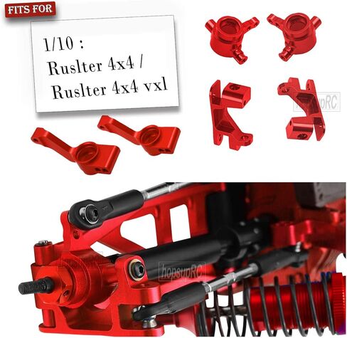 ترقيات جزء ل 1/10 Rustler 4x4/Rustler 4x4 VXL ، ذراع تعليق الألومنيوم ، كتلة العجلات ، كتل التوجيه ، ناقلات محاور التوجيه الخلفية ، جرس التوجيه ، قفزة برج الصدمة ، الأحمر in Saudi Arabia