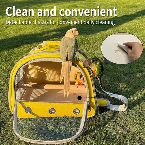 Bird Carrier,Bird Cage Parakeet Parrot Budgie Carrier Backpack for Small Birds, Travel Bird Cages with Perch, Transparent Ventilation Cockatiels, Lightweight Pet Carrier for Outdoor Use(Yellow) in Kuwait