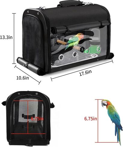 Sanmoncare Bird Carrier Bag Cockatiel Travel Cage مع حامل ، حاملة سفر خفيفة الوزن للطيور الصغيرة ، حقيبة سفر ببغاء محمولة ، حقيبة ظهر للحيوانات الأليفة الشفافة in Saudi Arabia
