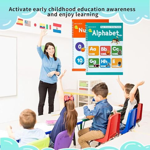 Magic Grooved Writing Practice Books for Kids with Earning Ink Bens Grips ، Forkbooks Handbriting Formbooks 6 PCS Books Practice Practice ، Tracing Tracing Books for Ristergarten Ages 3-8 in Saudi Arabia
