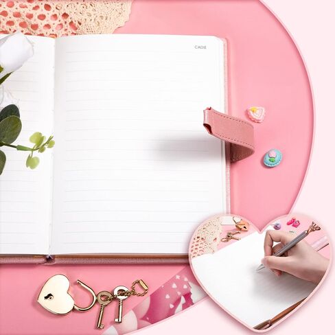 CAGIE Diary with Lock for Girls Ages 8-12 Journal with Lock and Key 296 Gold Edged Pages Heart-Shaped Locked Journal for Women Teen Girls with Gift Box (A - Pearl Pink) in Saudi Arabia