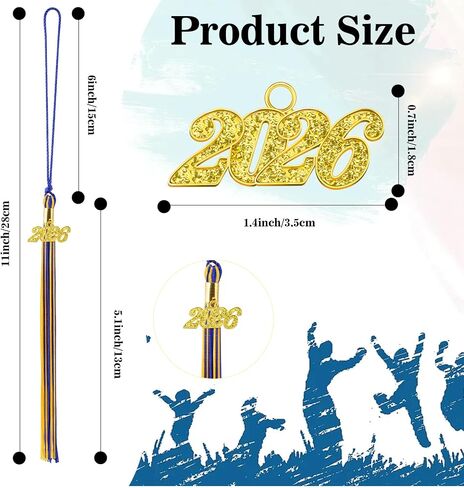 2025 Tassel Graduation ، Tassel Tassel Black ، 2025 Capuations Cap Tassels ، 2025 شرابات مع سحر ذهبي 2025 سنة لإكسسوارات غطاء التخرج لمراسم القبعات العليا in Kuwait