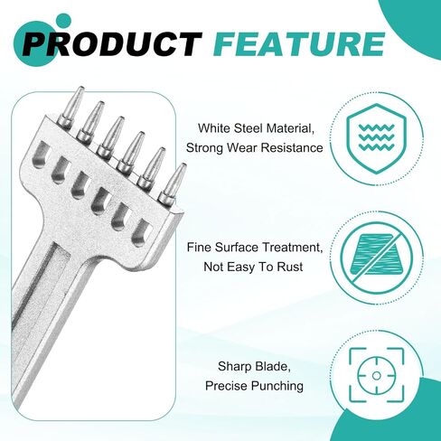 Harfington Leather Leather Punch 5mm 6 Prong Alloy Steel Leather Leather Bunch Hole Tool Adming for DIY Craft Handbag Woolets Hold Belt Belters Belters Bey in Saudi Arabia