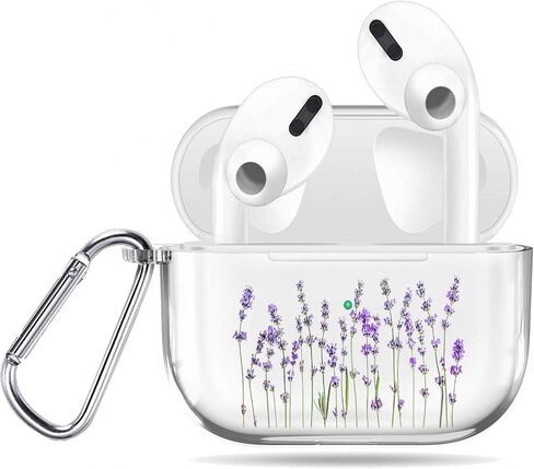 قضية Lavender لـ AirPods 2 Pro Purple Flower Case مع علبة حماية الصيف في سلسلة المفاتيح مع Carabiner لـ AirPods 3 AP22 in Saudi Arabia