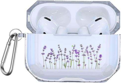 قضية Lavender لـ AirPods 2 Pro Purple Flower Case مع علبة حماية الصيف في سلسلة المفاتيح مع Carabiner لـ AirPods 3 AP22 in Saudi Arabia