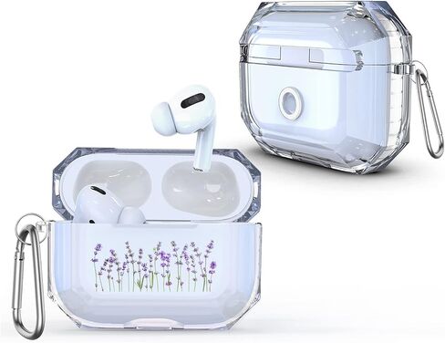 قضية Lavender لـ AirPods 2 Pro Purple Flower Case مع علبة حماية الصيف في سلسلة المفاتيح مع Carabiner لـ AirPods 3 AP22 in Saudi Arabia