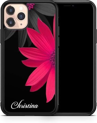 قضية اسم مخصصة لـ iPhone 14 Pro 13 12 Pro Max 12 Mini XS Max XR XS 7 8 Plus Case Monogrammed Flowers Pumper A254 in Kuwait