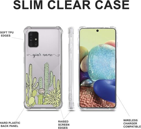 CAST CLASE CLASE CATURING LANDRITE CACTUS لـ Galaxy A71 A70 A71 5G A11 A20 A01 اسم مخصص الاسم المخصص لأحرف الأماكن الواقية من الصدمات u92 in Kuwait