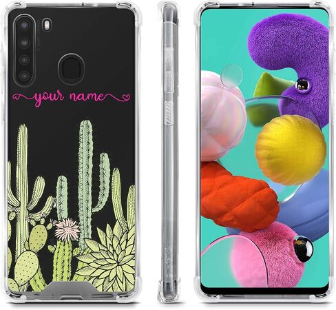 CAST CLASE CLASE CATURING LANDRITE CACTUS لـ Galaxy A71 A70 A71 5G A11 A20 A01 اسم مخصص الاسم المخصص لأحرف الأماكن الواقية من الصدمات u92 in Kuwait
