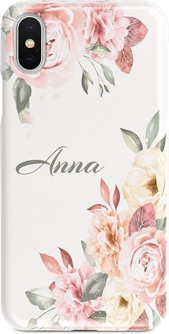 حالة اسم مخصصة لـ iPhone 12 Pro Max XR XS Max 7 Plus X 11 Pro Case Firsts Pastel Roses Flowers Case Protective Gealth A645 in Kuwait