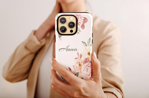 حالة اسم مخصصة لـ iPhone 12 Pro Max XR XS Max 7 Plus X 11 Pro Case Firsts Pastel Roses Flowers Case Protective Gealth A645 in Kuwait