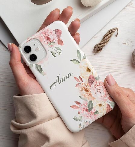حالة اسم مخصصة لـ iPhone 12 Pro Max XR XS Max 7 Plus X 11 Pro Case Firsts Pastel Roses Flowers Case Protective Gealth A645 in Kuwait
