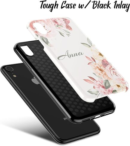 حالة اسم مخصصة لـ iPhone 12 Pro Max XR XS Max 7 Plus X 11 Pro Case Firsts Pastel Roses Flowers Case Protective Gealth A645 in Kuwait