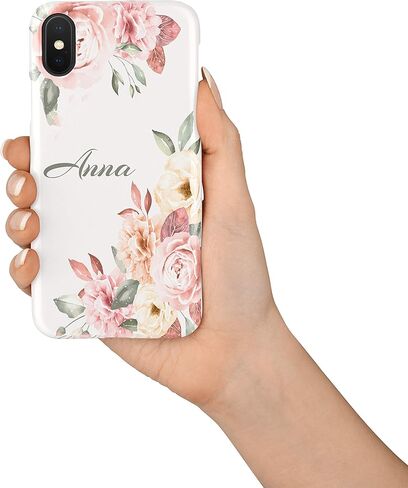 حالة اسم مخصصة لـ iPhone 12 Pro Max XR XS Max 7 Plus X 11 Pro Case Firsts Pastel Roses Flowers Case Protective Gealth A645 in Kuwait